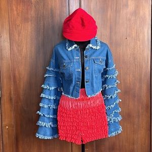 🎉Host Pick!🎉Flamenco Sleeves Denim Jacket 6-8